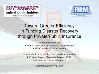 Toward Greater Efficiency in Funding Disaster Recovery through Private/Public Insurance