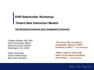 EHR Stakeholder Workshop: Toward New Interaction Models