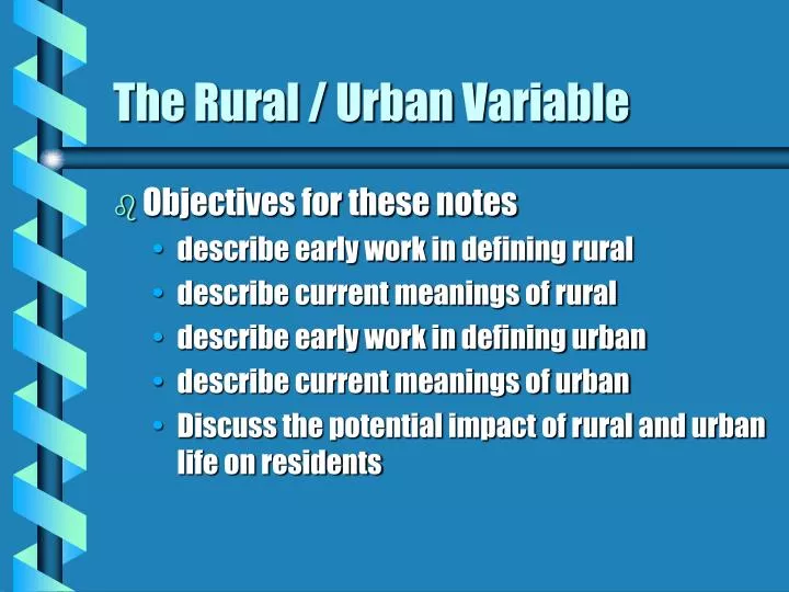 the rural urban variable