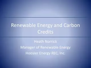 Renewable Energy and Carbon Credits