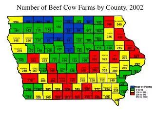 Number of Beef Cow Farms by County, 2002
