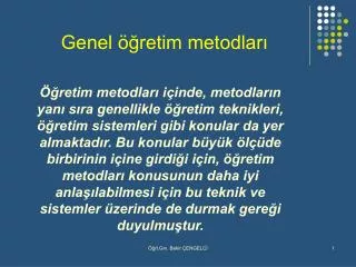 genel retim metodlar