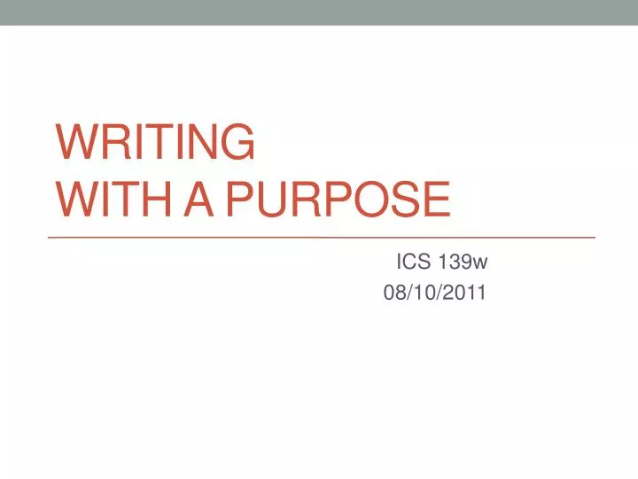 writing with a purpose