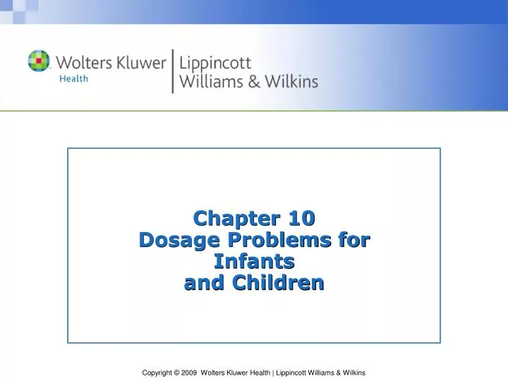 chapter 10 dosage problems for infants and children