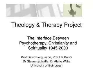Theology &amp; Therapy Project