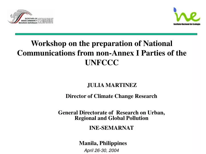 workshop on the preparation of national communications from non annex i parties of the unfccc