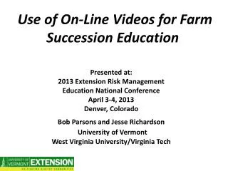 Use of On-Line Videos for Farm Succession Education
