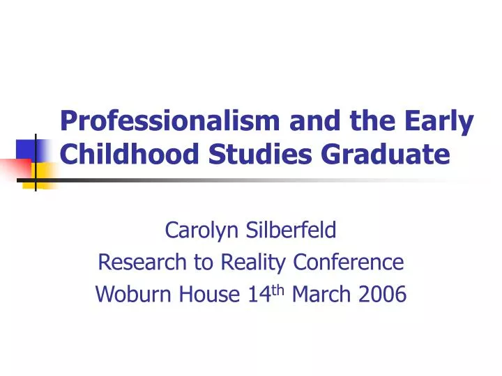 professionalism and the early childhood studies graduate