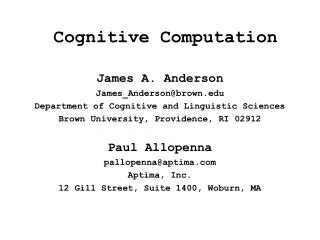 Cognitive Computation