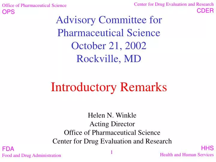 advisory committee for pharmaceutical science october 21 2002 rockville md