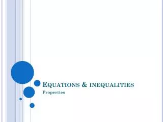 Equations &amp; inequalities
