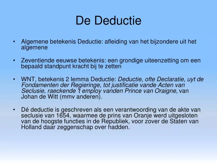 de deductie