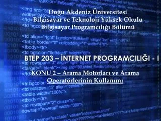 btep 203 nternet programcili i i