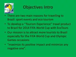 Objectives Intro