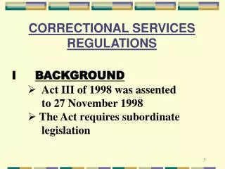 CORRECTIONAL SERVICES REGULATIONS