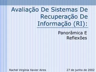 avalia o de sistemas de recupera o de informa o ri