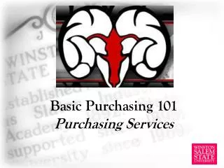 Basic Purchasing 101 Purchasing Services