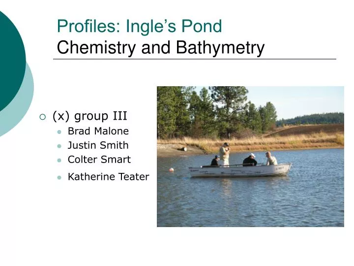 profiles ingle s pond chemistry and bathymetry