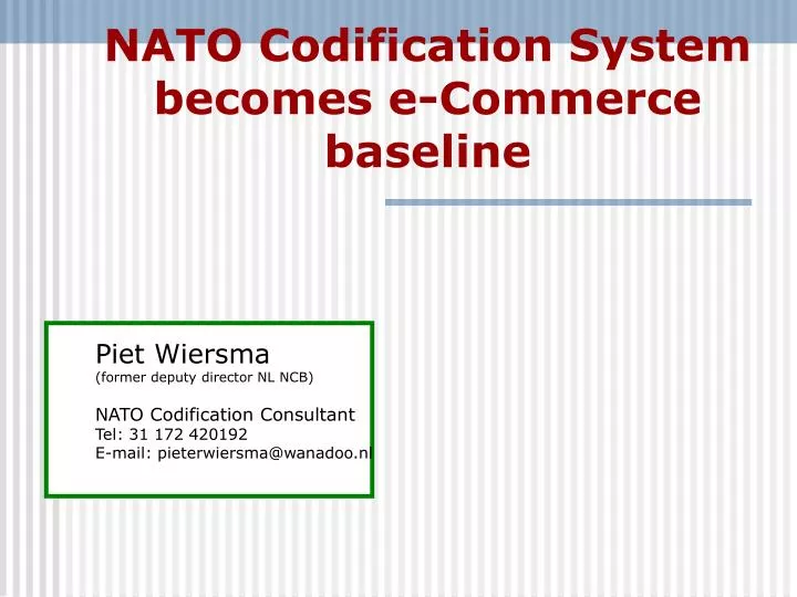 nato codification system becomes e commerce baseline