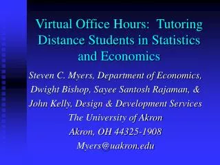 Virtual Office Hours: Tutoring Distance Students in Statistics and Economics