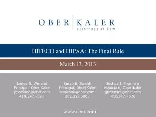 HITECH and HIPAA: The Final Rule