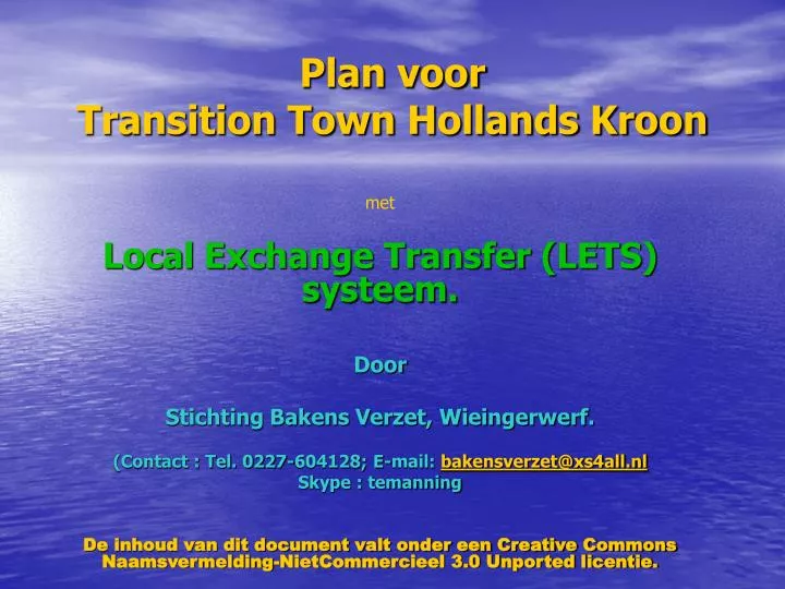 plan voor transition town hollands kroon