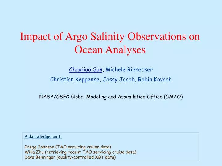 impact of argo salinity observations on ocean analyses