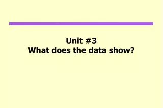 Unit #3 What does the data show?