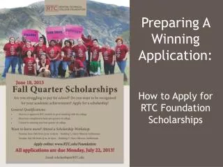 Preparing A Winning Application: How to Apply for RTC Foundation Scholarships