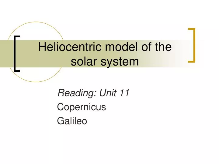 heliocentric model of the solar system