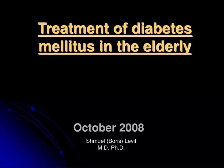 treatment of diabetes mellitus in the elderly