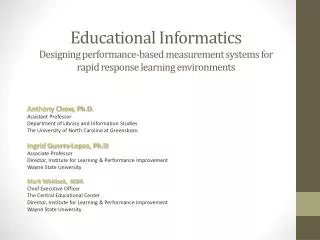 Anthony Chow, Ph.D. Assistant Professor Department of Library and Information Studies