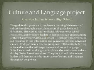 Culture and Language project