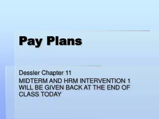 Pay Plans
