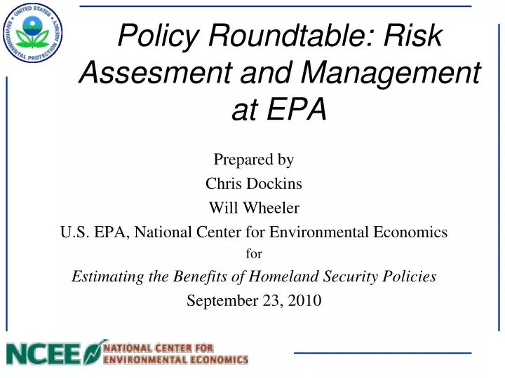 policy roundtable risk assesment and management at epa