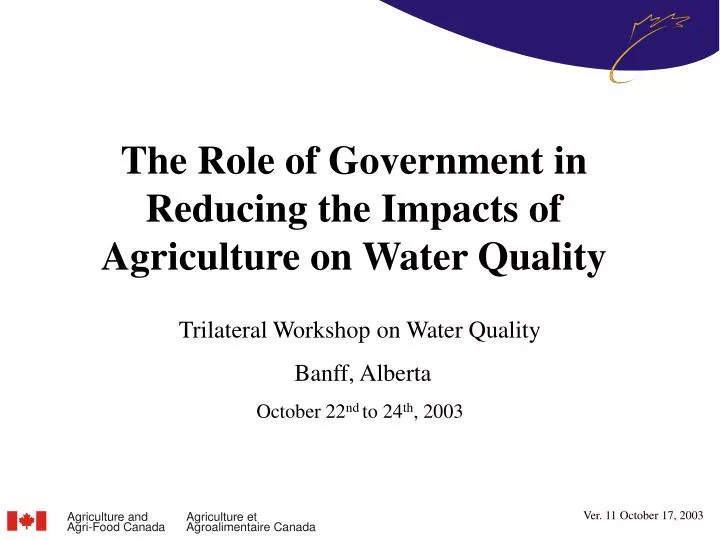 the role of government in reducing the impacts of agriculture on water quality