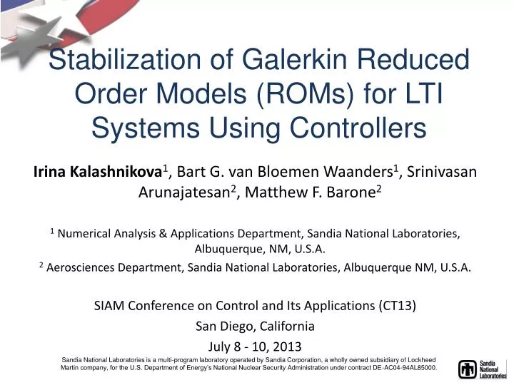 stabilization of galerkin reduced order models roms for lti systems using controllers