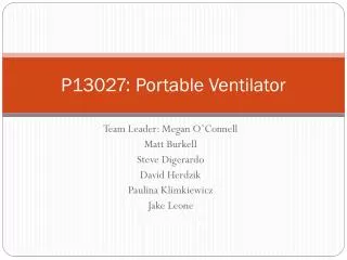 P13027: Portable Ventilator