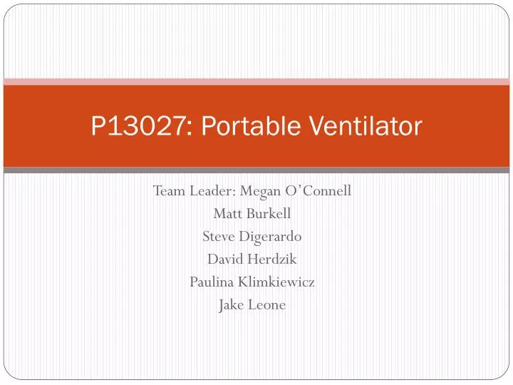 p13027 portable ventilator