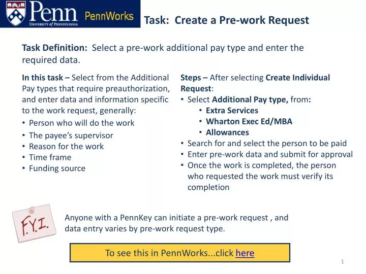 task create a pre work request