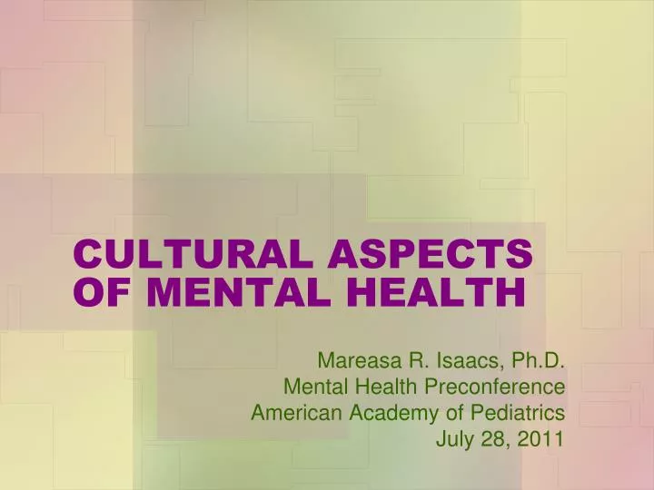 cultural aspects of mental health