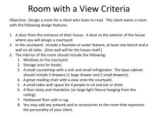 Room with a View Criteria
