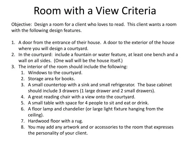 room with a view criteria