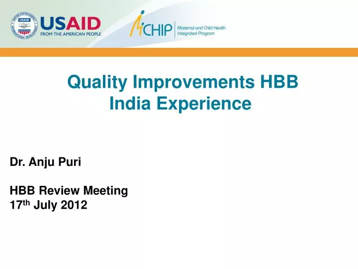 quality improvements hbb india experience
