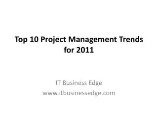 Top 10 Project Management Trends for 2011