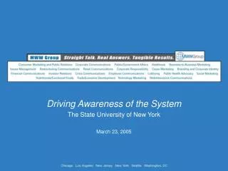 Driving Awareness of the System The State University of New York