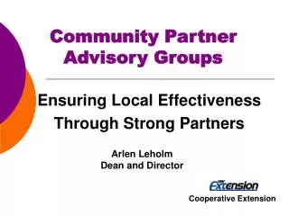 Community Partner Advisory Groups