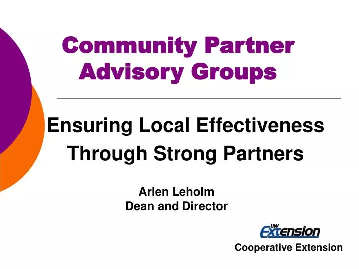 community partner advisory groups