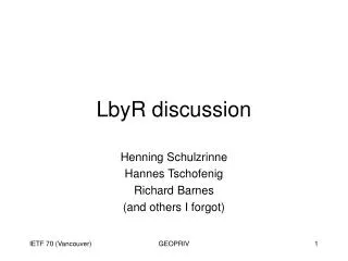 LbyR discussion