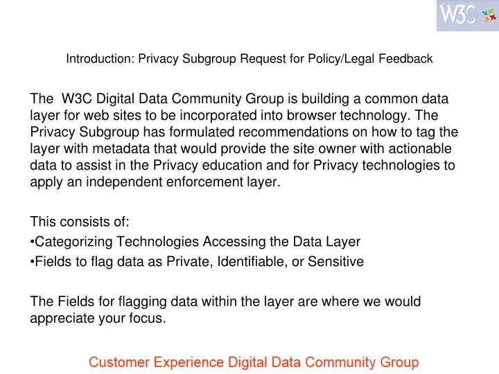 introduction privacy subgroup request for policy legal feedback
